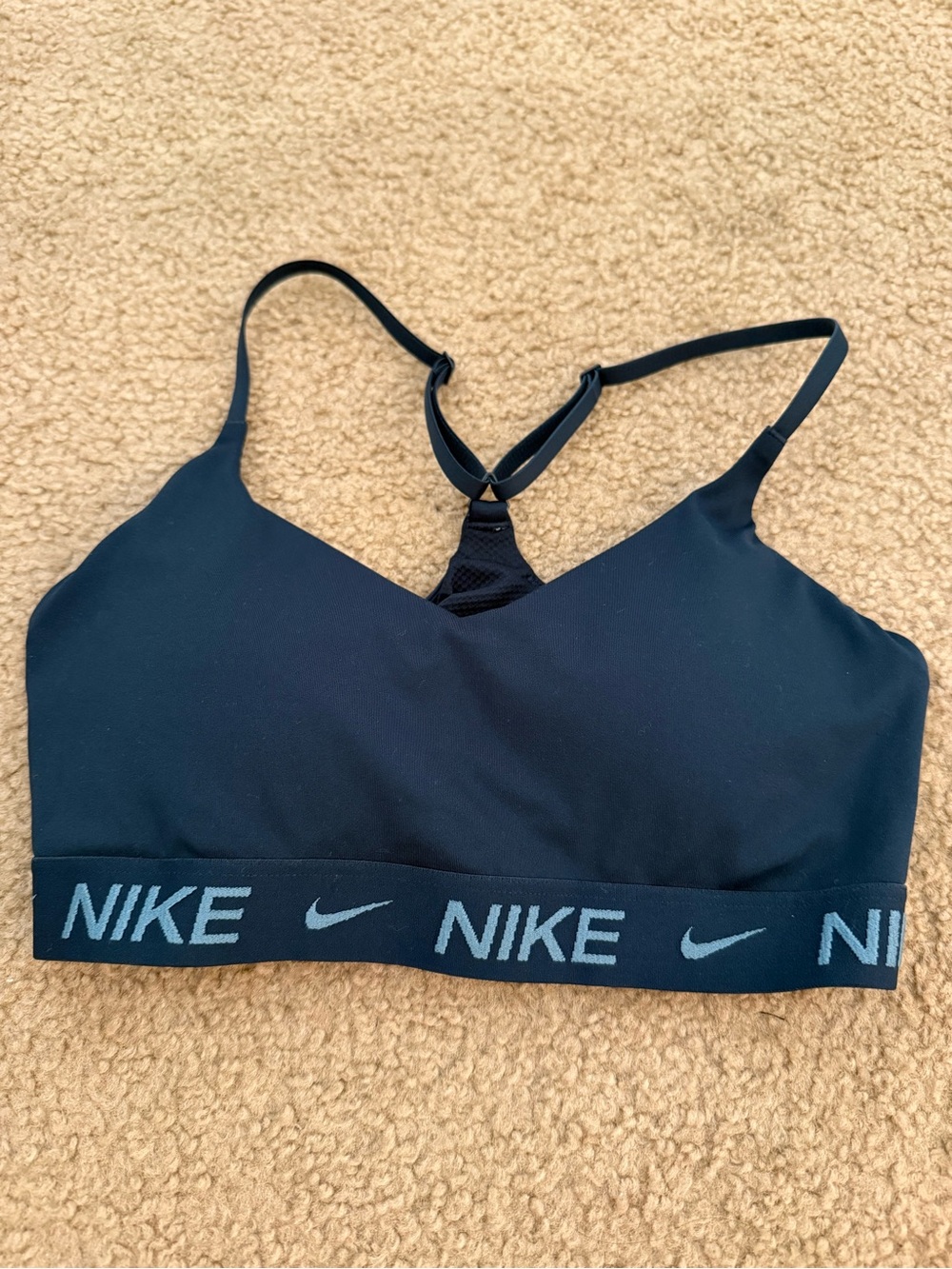 Nike Navy Blue Racerback Sports Bralette with Logo Band